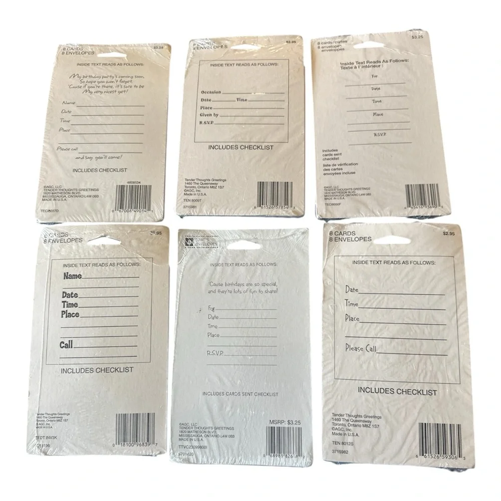 Vintage Kids Birthday Party Invitations Lot Of 6 Sealed 90s-2000s Party Supplies